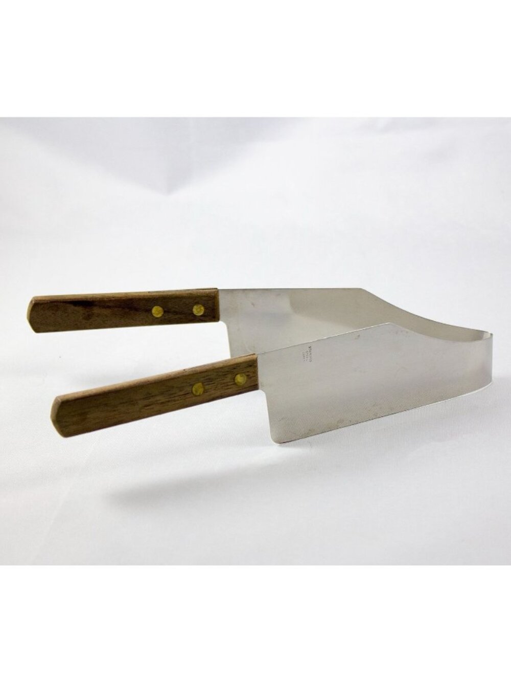 Vintage V-Shaped Cake Cutter Server Stainless Steel Wood Handles Japan